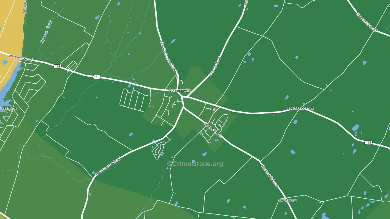 Bonneauville, PA Map of Vandalism Rates