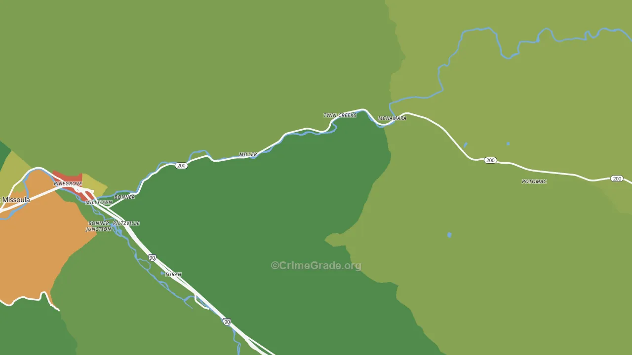Bonner, MT Map of Vandalism Rates