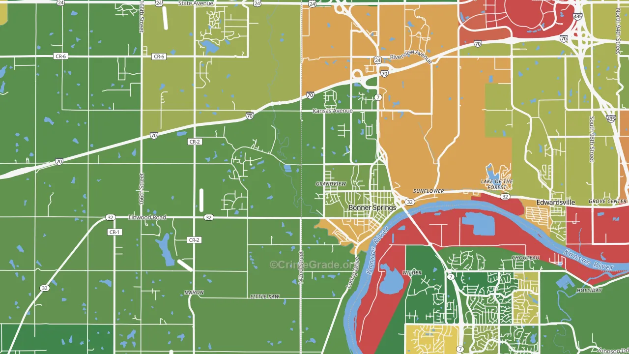 Bonner Springs, KS Map of Vandalism Rates