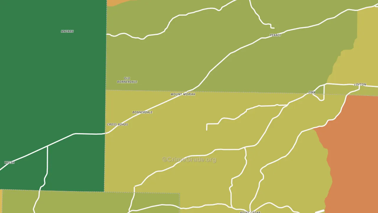 Bonnerdale, AR Map of Vandalism Rates