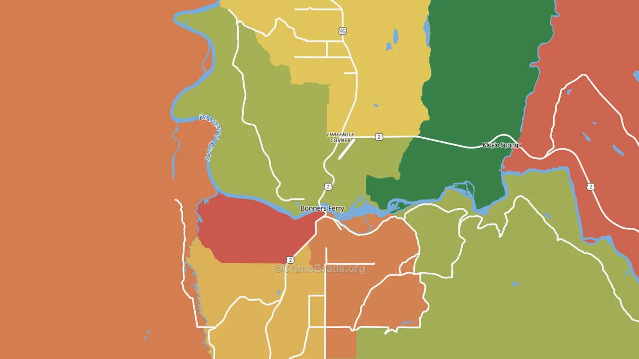 Bonners Ferry, ID Map of Vandalism Rates