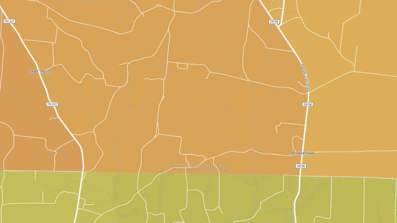 Bonnertown, TN Map of Vandalism Rates