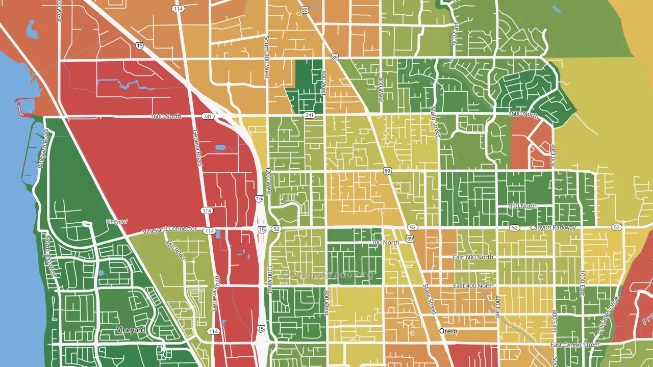 Bonneville, Orem, UT Map of Vandalism Rates
