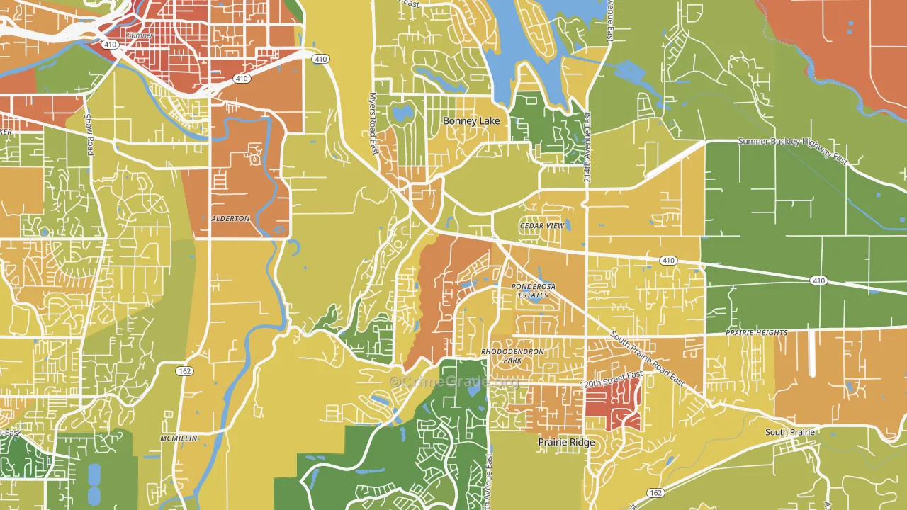 Bonney Lake, WA Map of Vandalism Rates