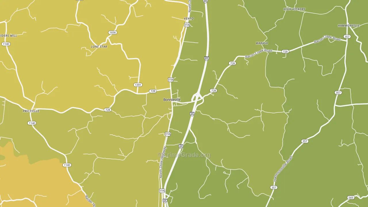 Bonnieville, KY Map of Vandalism Rates