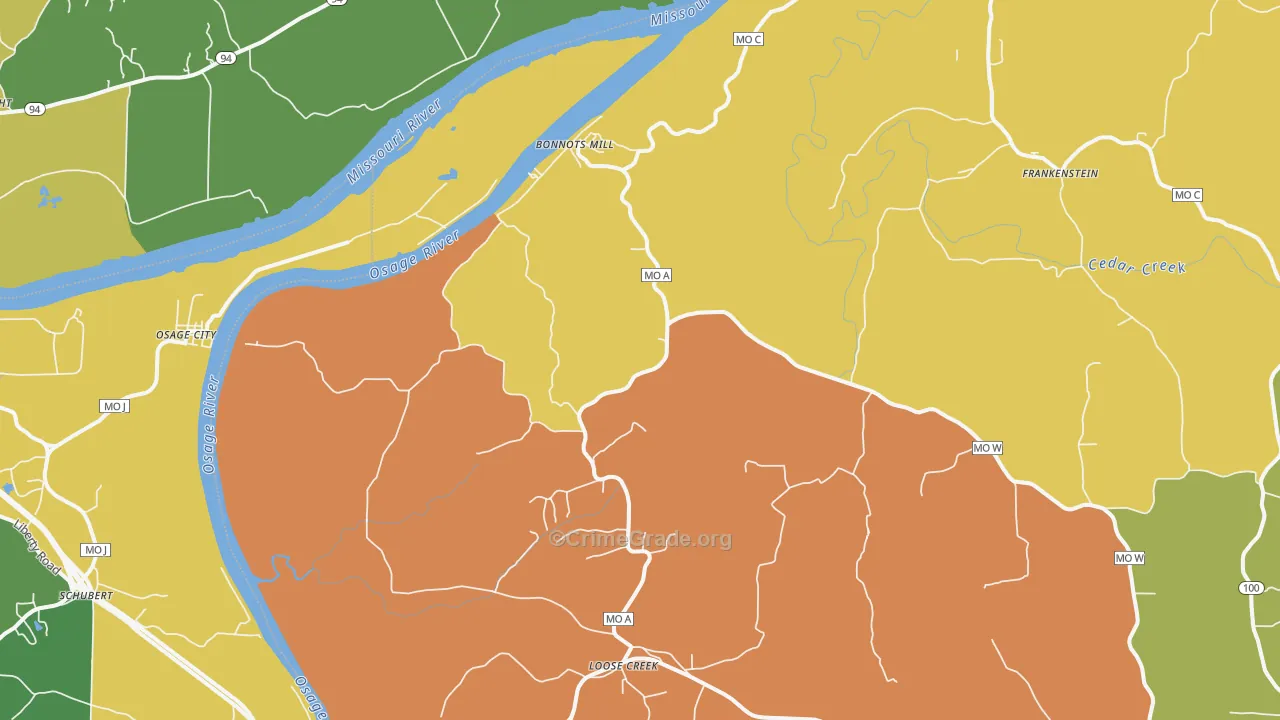 Bonnots Mill, MO Map of Vandalism Rates