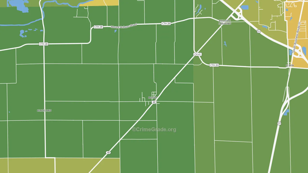 Boody, IL Map of Vandalism Rates