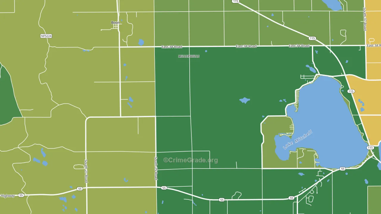 Boon, MI Map of Vandalism Rates