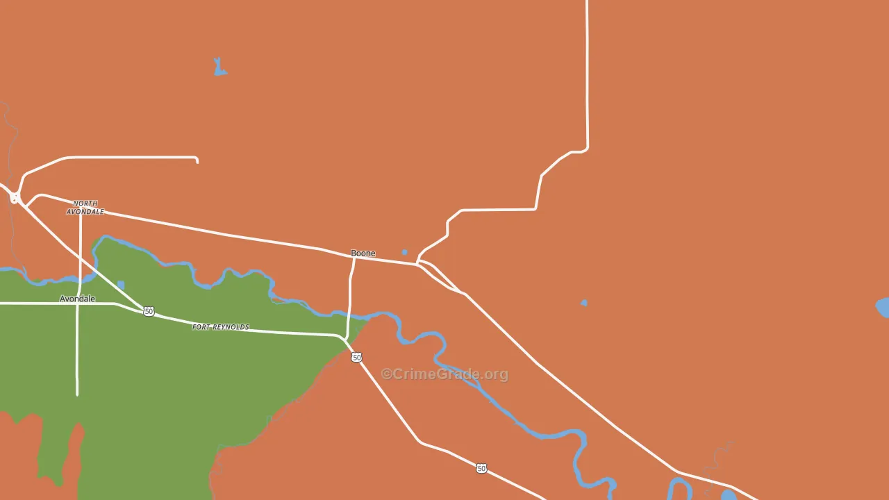 Boone, CO Map of Vandalism Rates
