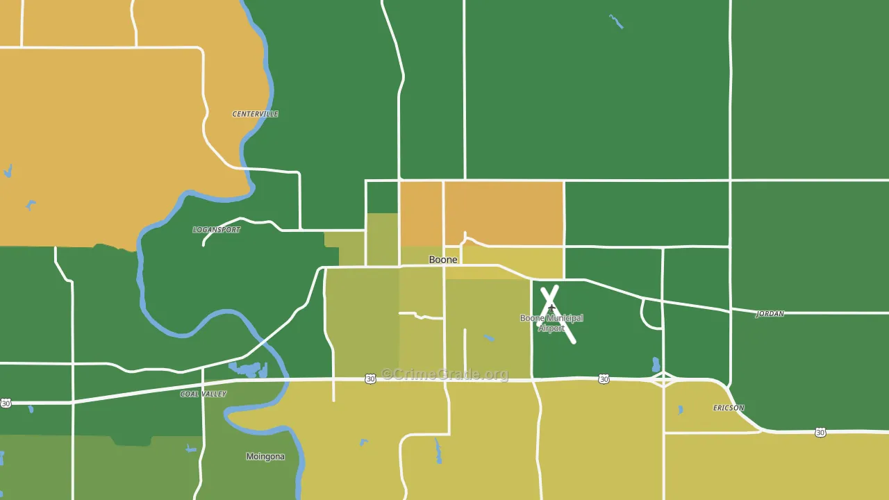 Boone, IA Map of Vandalism Rates