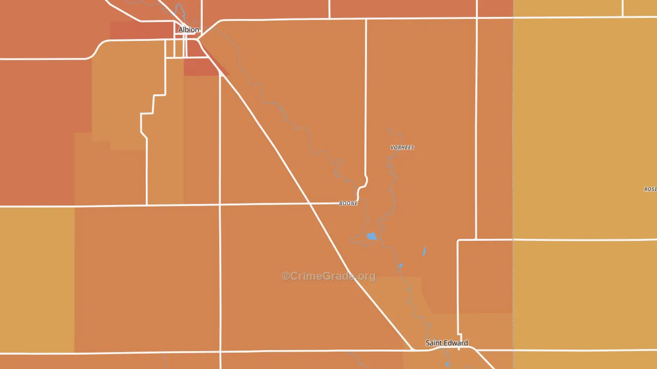 Boone, NE Map of Vandalism Rates