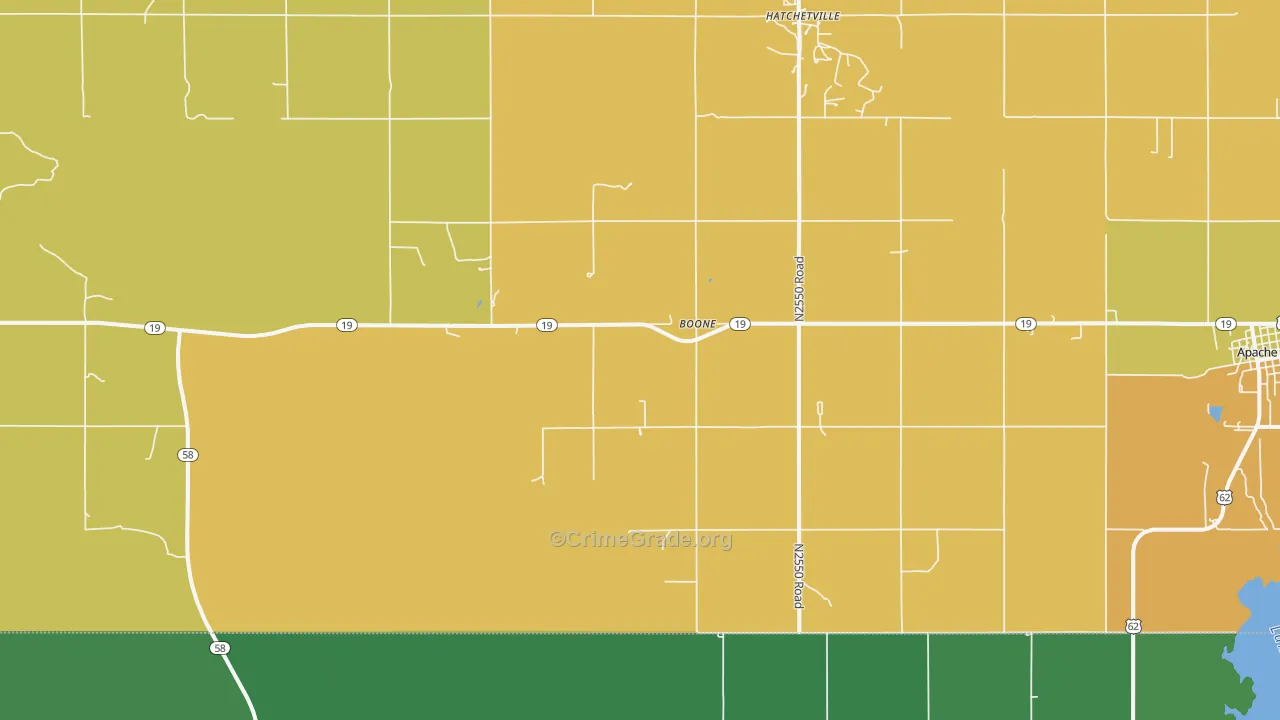Boone, OK Map of Vandalism Rates