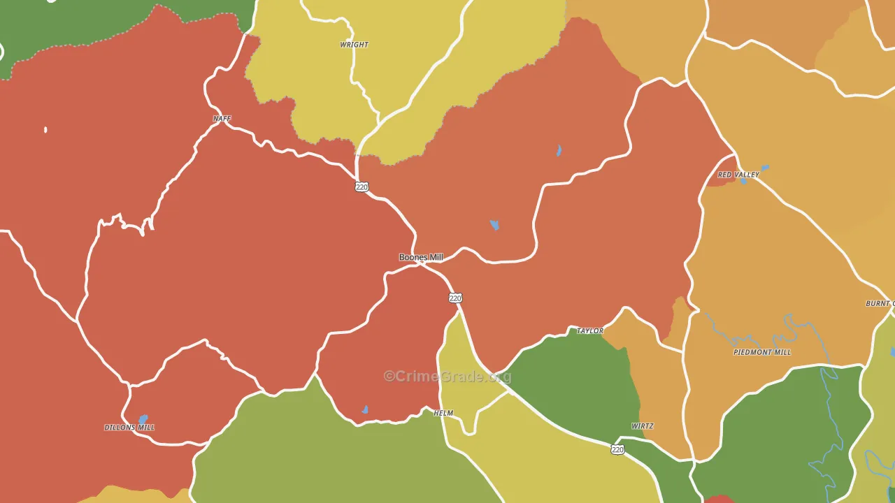 Boones Mill, VA Map of Vandalism Rates