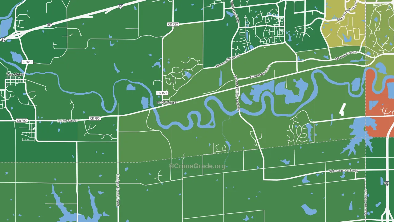 Booneville, IA Map of Vandalism Rates