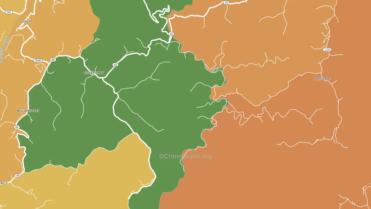 Boons Camp, KY Map of Vandalism Rates