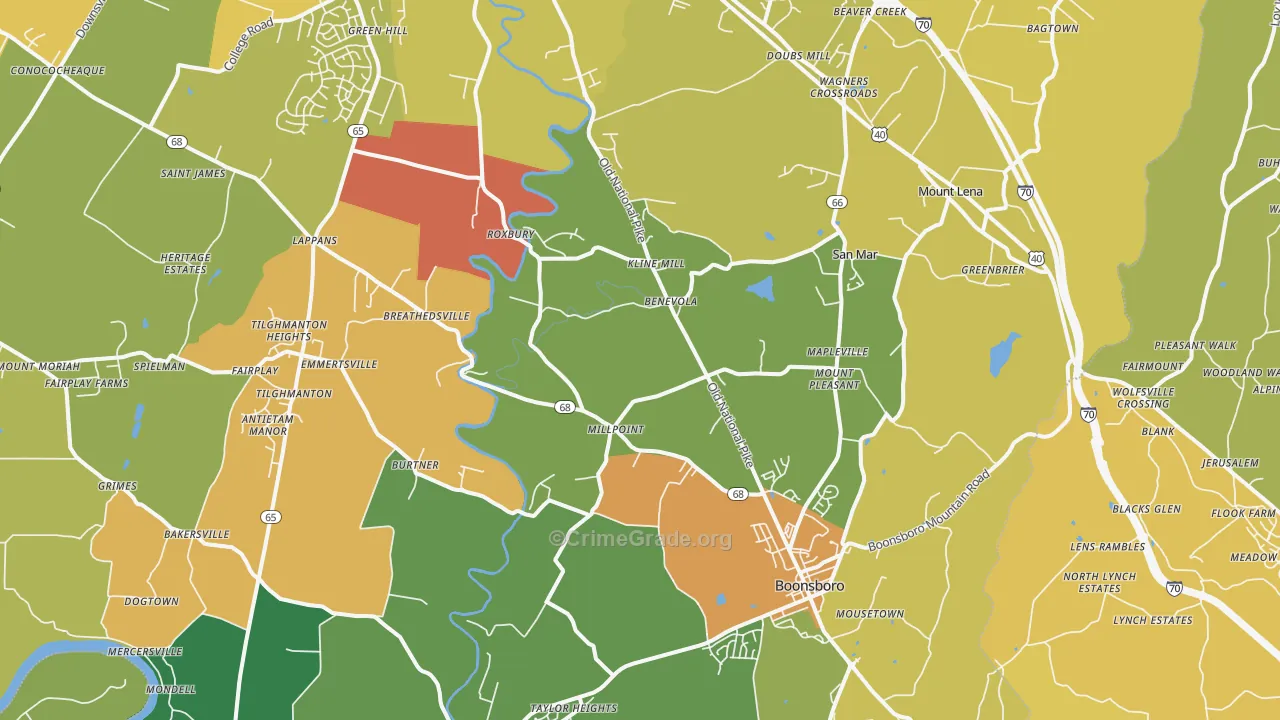 Boonsboro, MD Map of Vandalism Rates