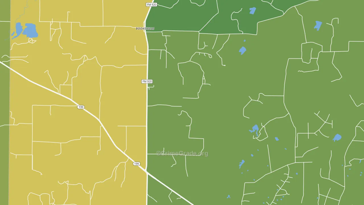 Boonsville, TX Map of Vandalism Rates