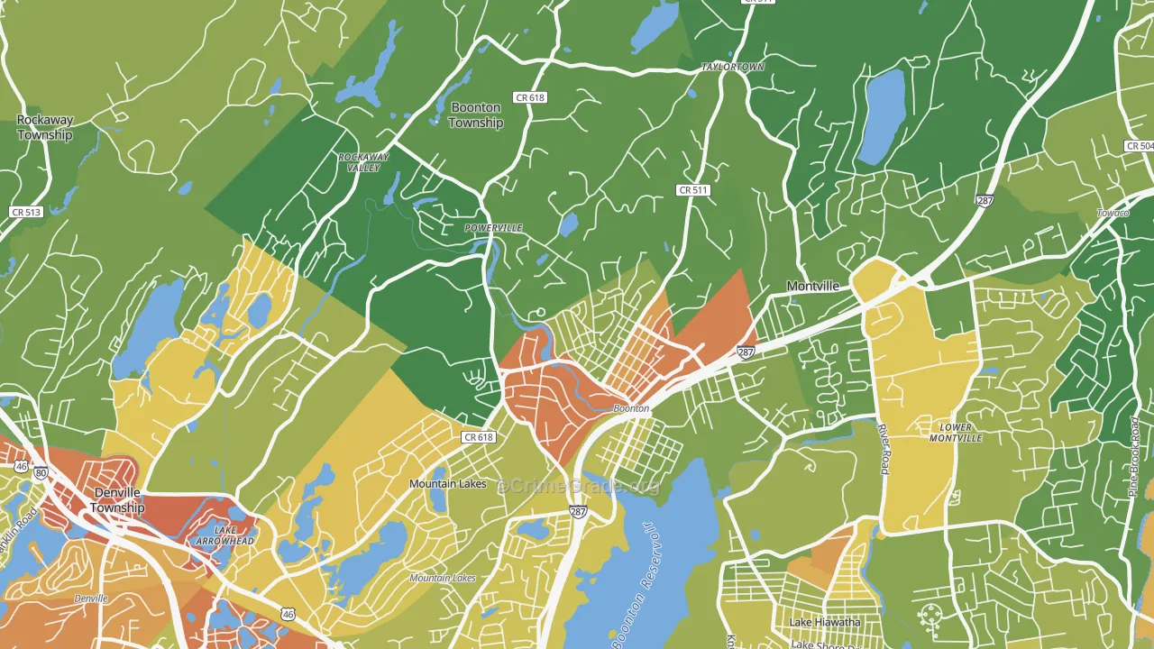 Boonton, NJ Map of Vandalism Rates