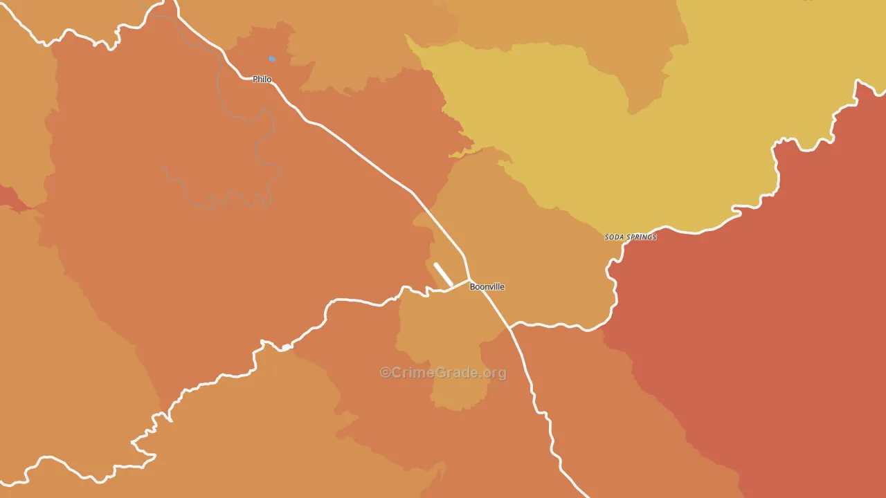 Boonville, CA Map of Vandalism Rates
