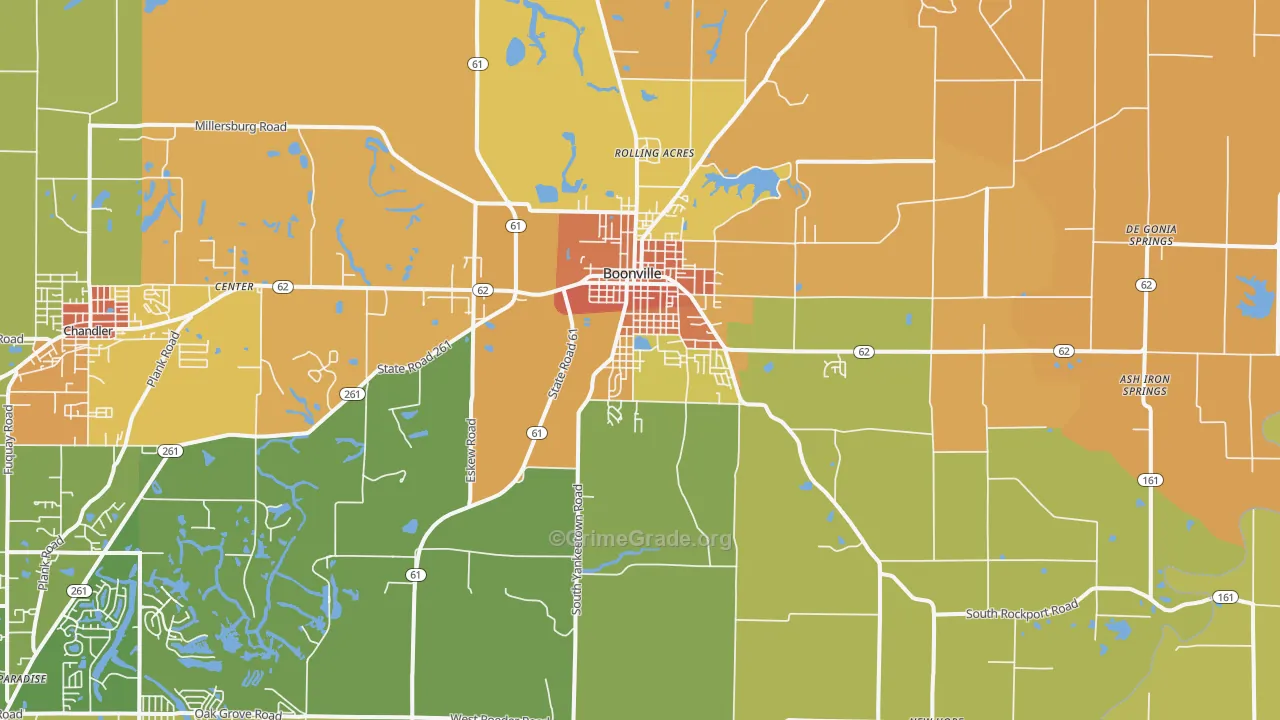 Boonville, IN Map of Vandalism Rates
