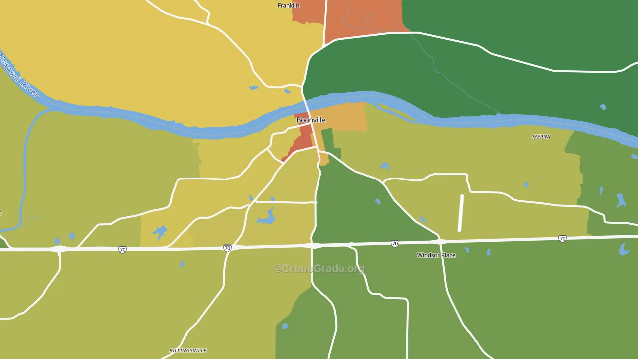 Boonville, MO Map of Vandalism Rates