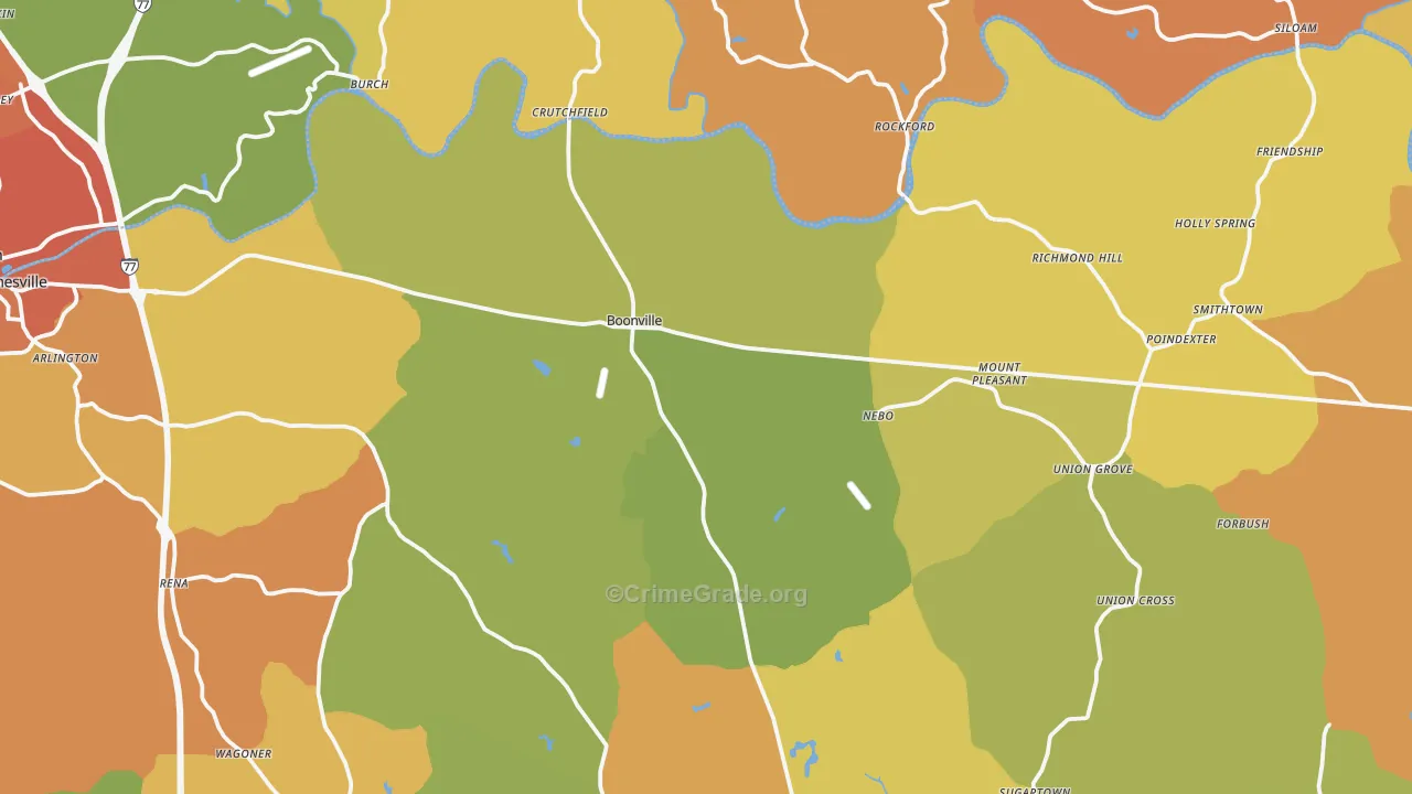 Boonville, NC Map of Vandalism Rates
