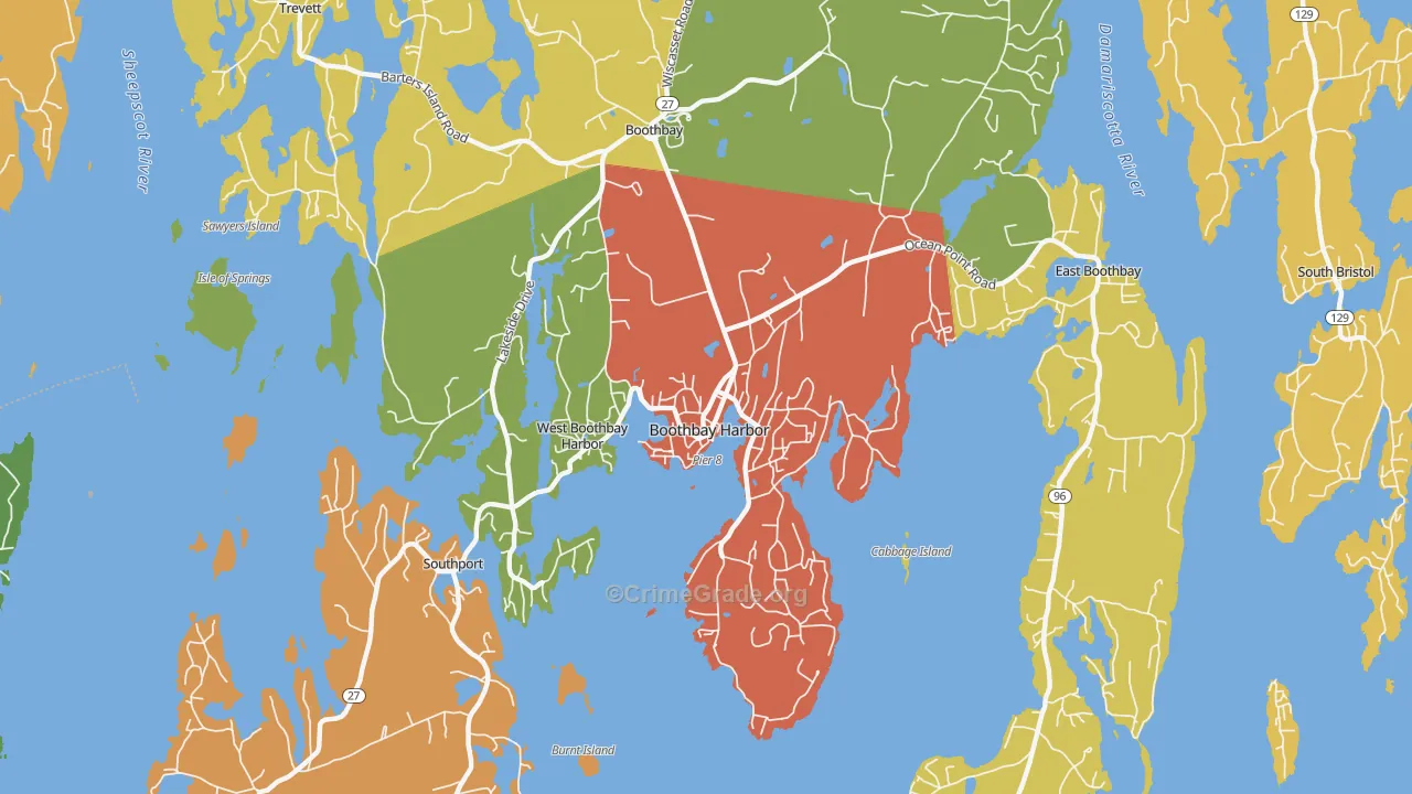 Boothbay Harbor, ME Map of Vandalism Rates