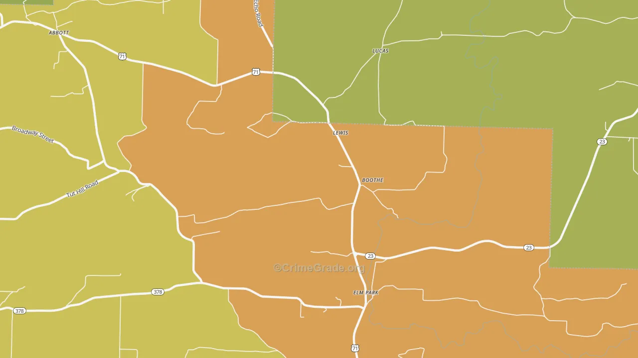 Boothe, AR Map of Vandalism Rates