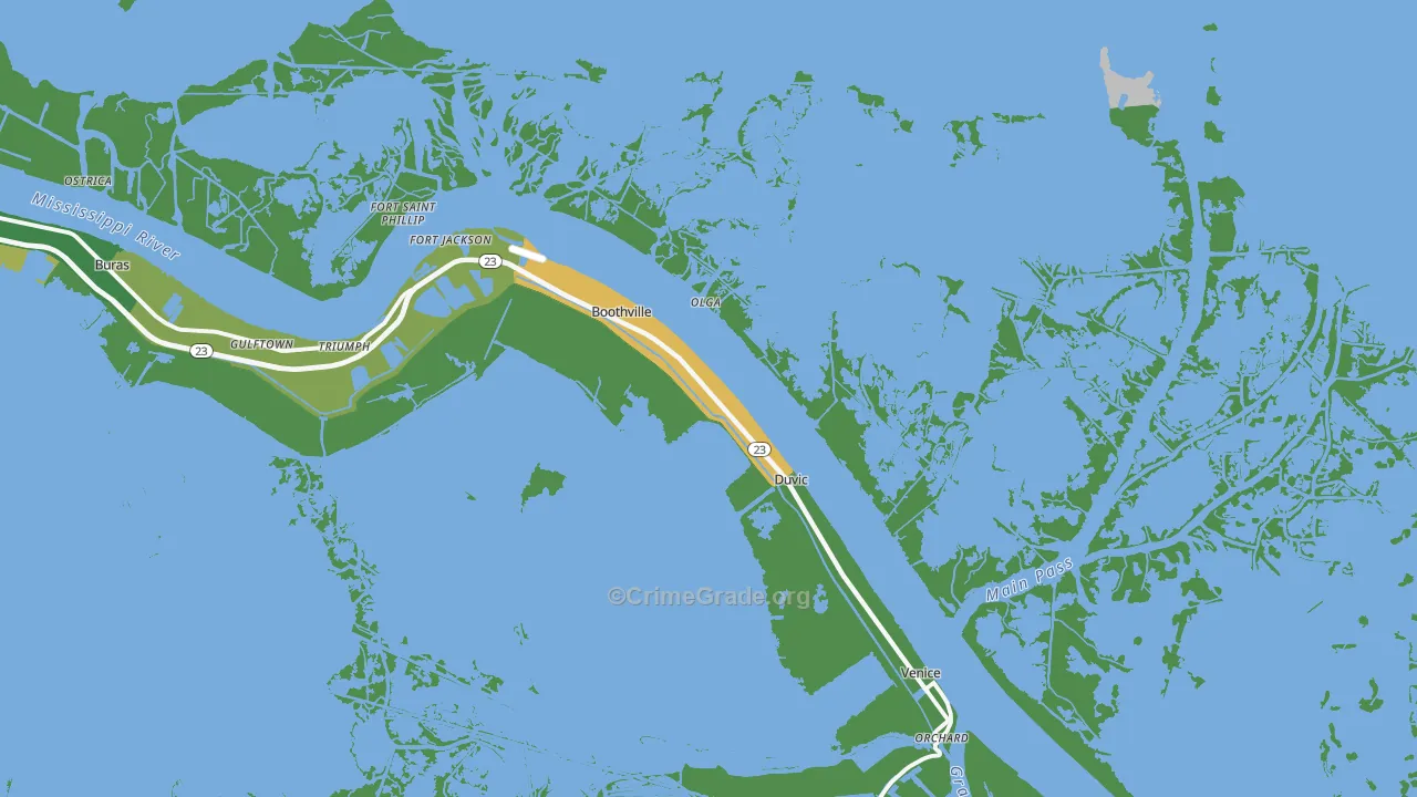 Boothville, LA Map of Vandalism Rates