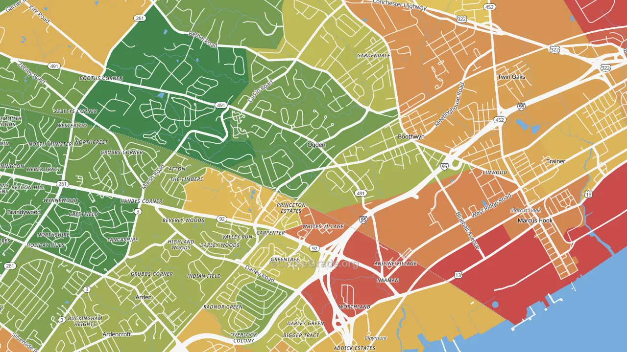 Boothwyn, PA Map of Vandalism Rates