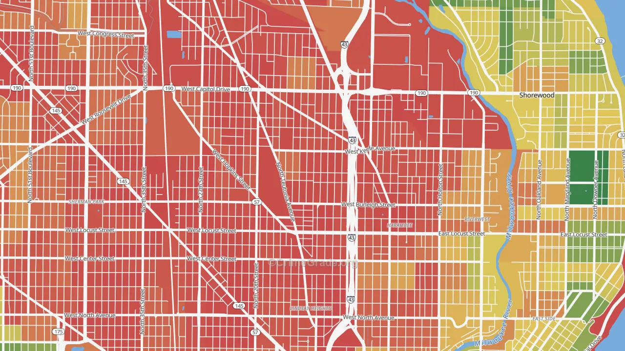 Borchert Field, Milwaukee, WI Map of Vandalism Rates