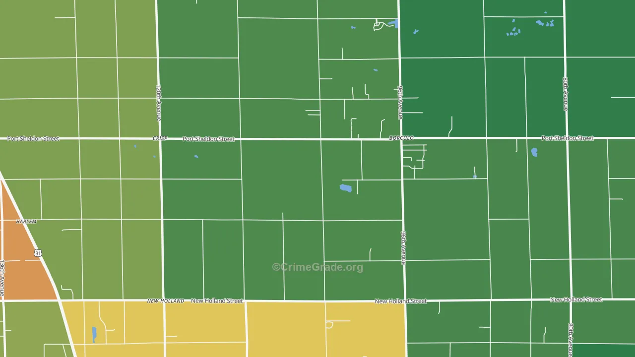 Borculo, MI Map of Vandalism Rates