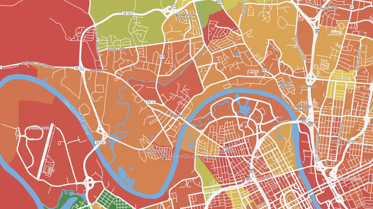 Bordeaux, Nashville, TN Map of Vandalism Rates