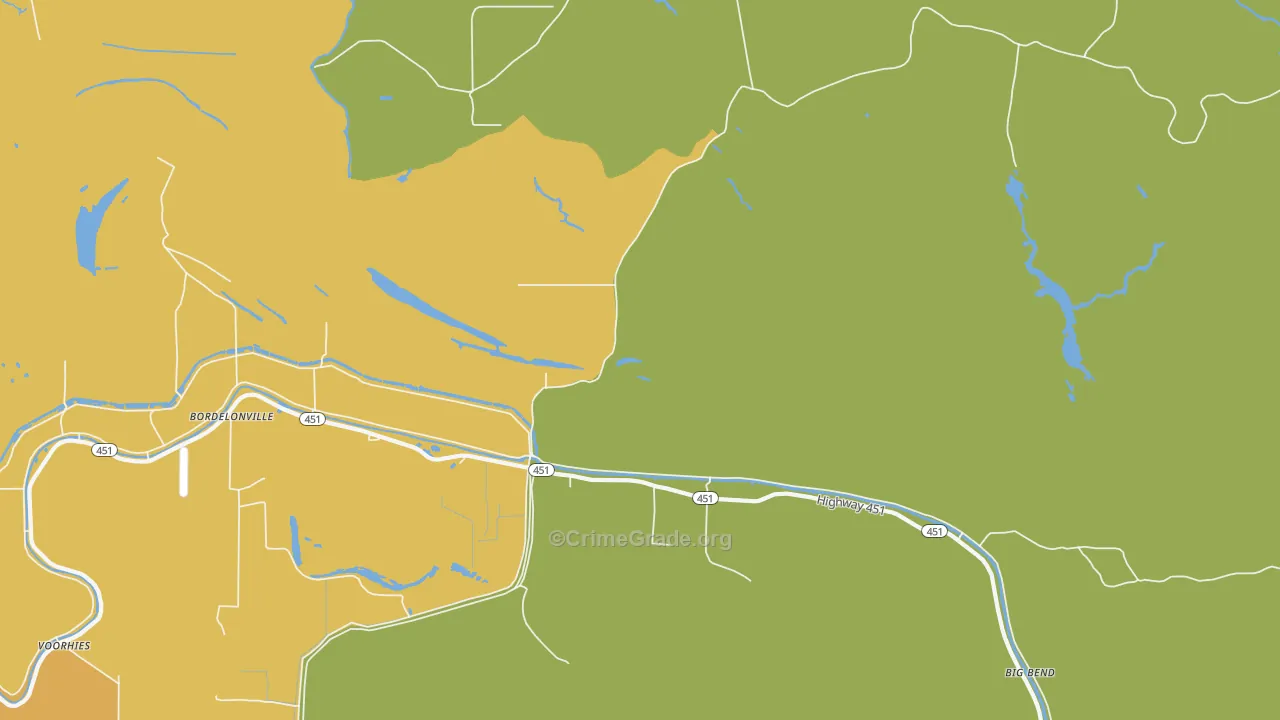 Bordelonville, LA Map of Vandalism Rates