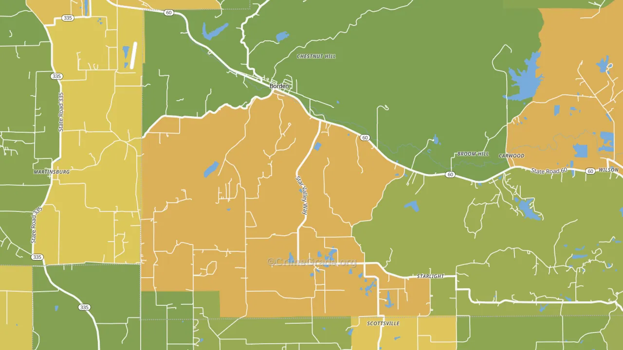Borden, IN Map of Vandalism Rates