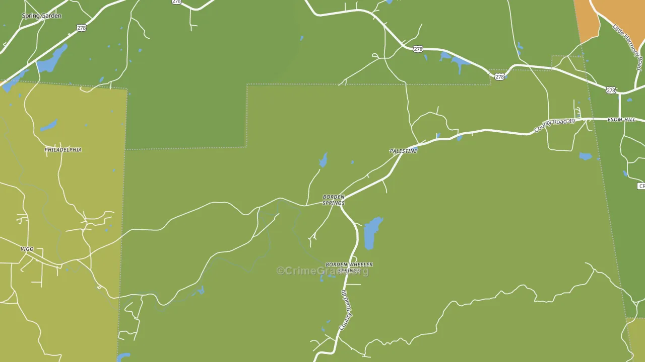 Borden Wheeler Springs, AL Map of Vandalism Rates