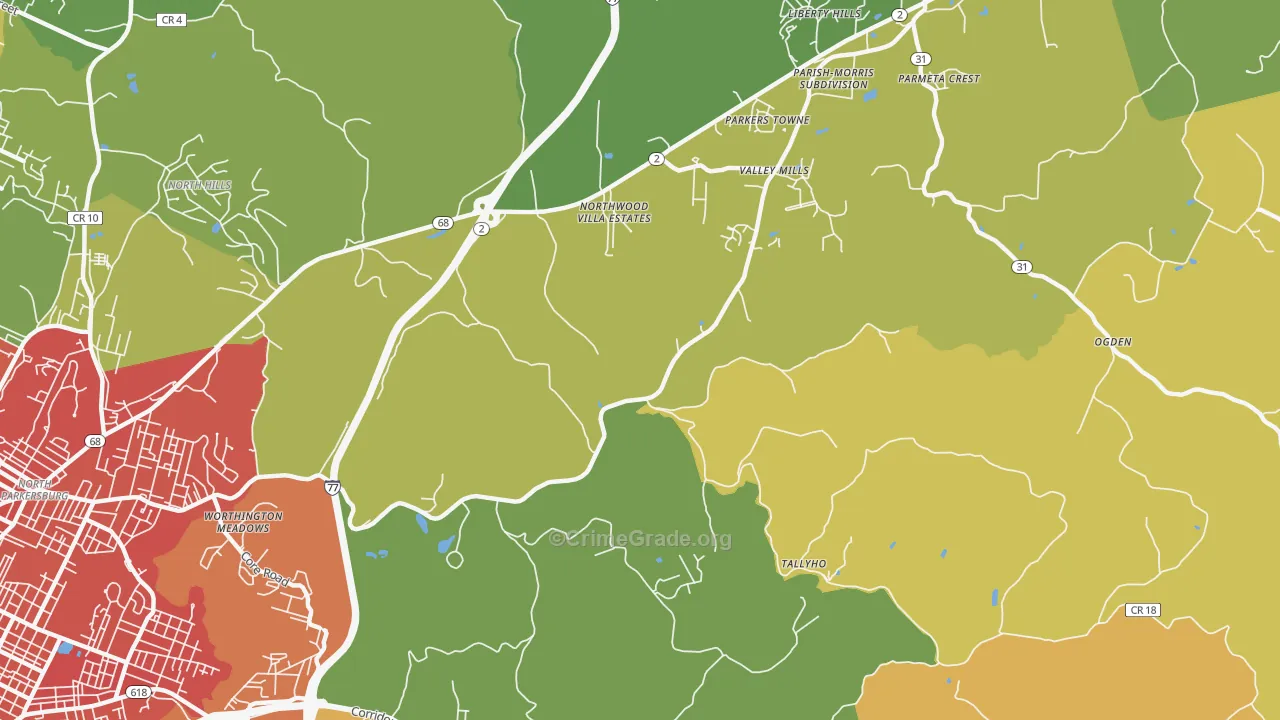 Boreman, WV Map of Vandalism Rates