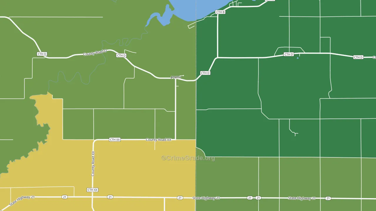 Borth, WI Map of Vandalism Rates