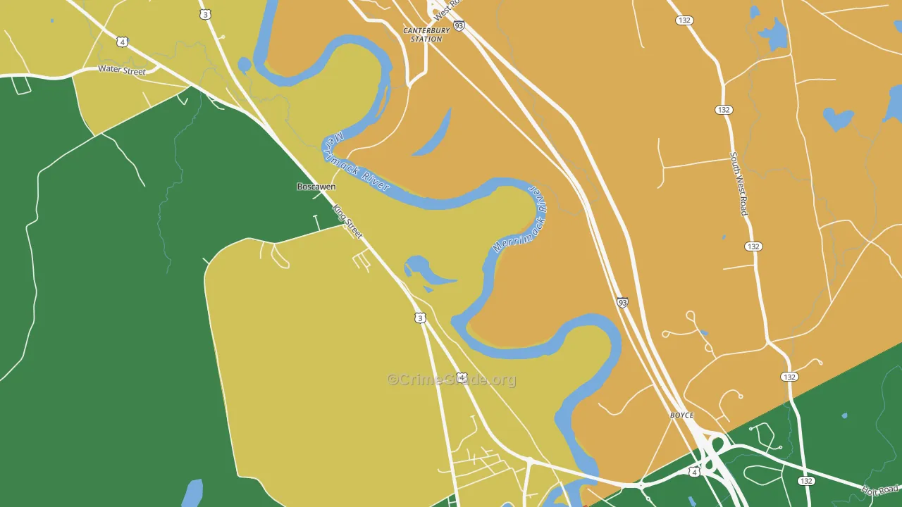 Boscawen, NH Map of Vandalism Rates