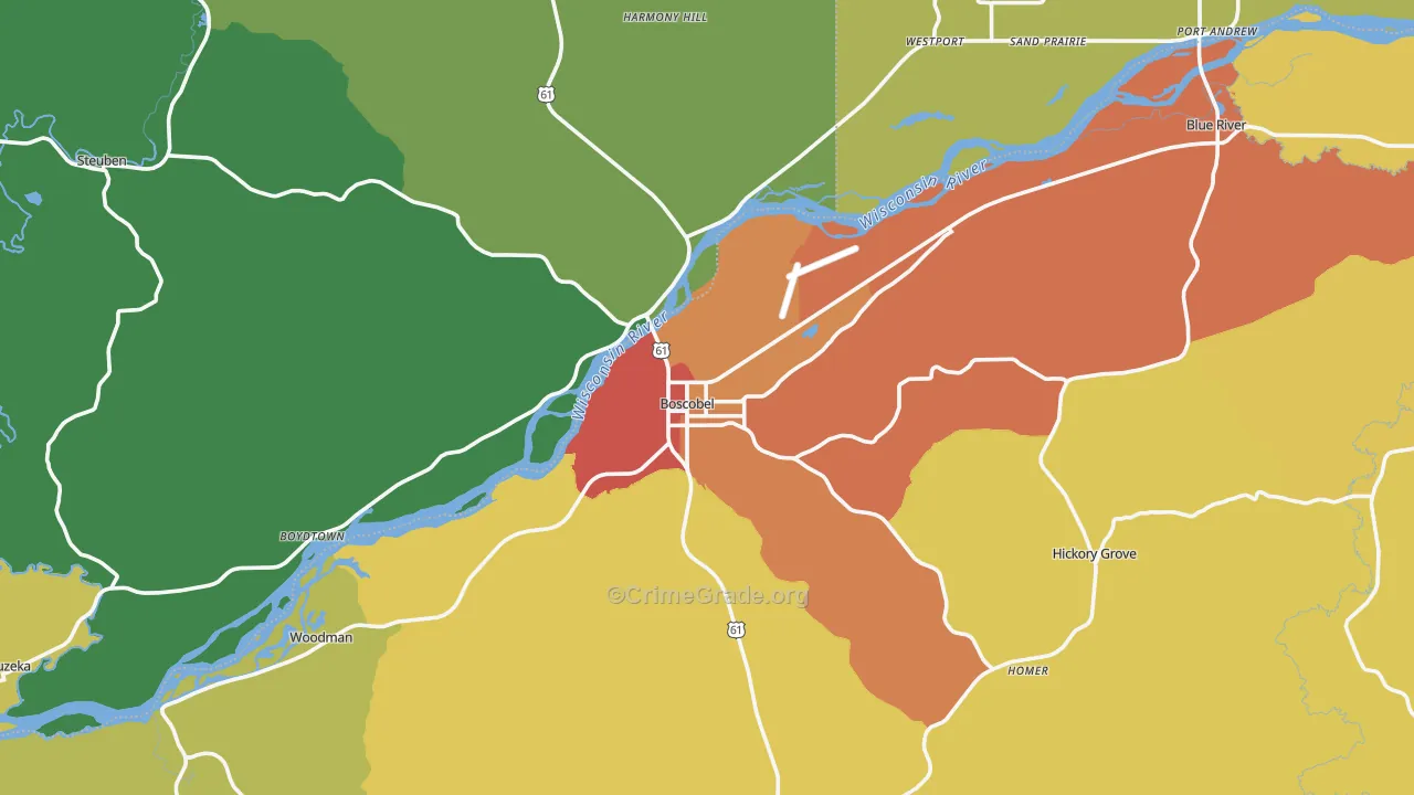 Boscobel, WI Map of Vandalism Rates