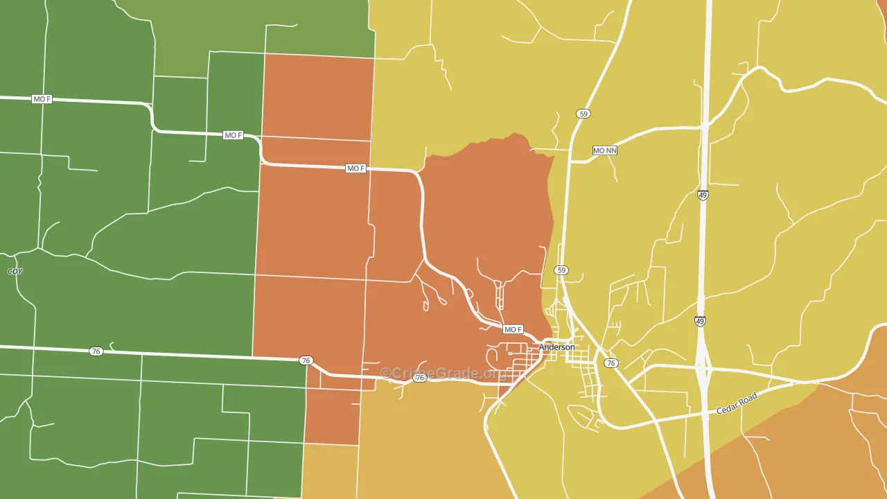 Bosky Dell, MO Map of Vandalism Rates