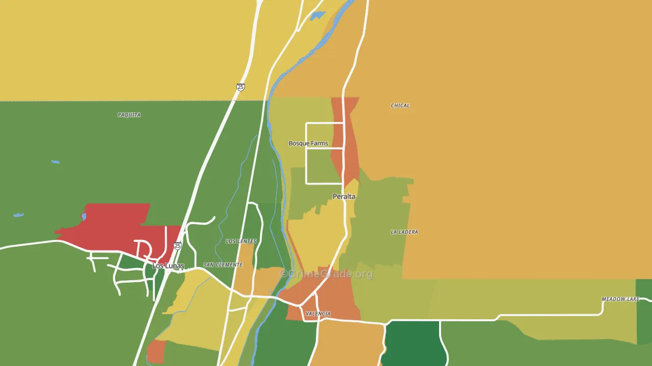 Bosque Farms, NM Map of Vandalism Rates