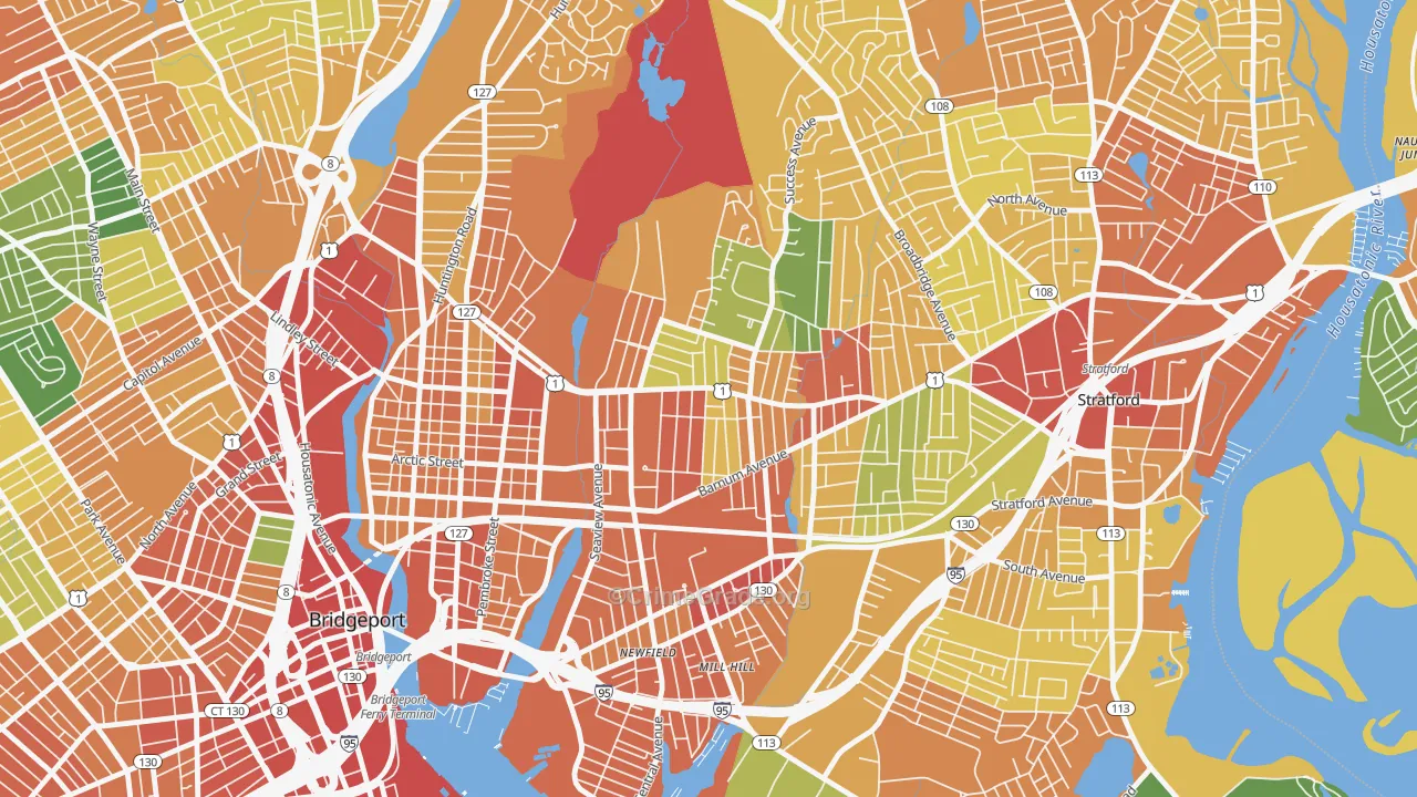 Boston Avenue-Mill Hill, Bridgeport, CT Map of Vandalism Rates