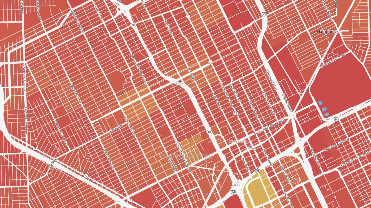 Boston Edison, Detroit, MI Map of Vandalism Rates