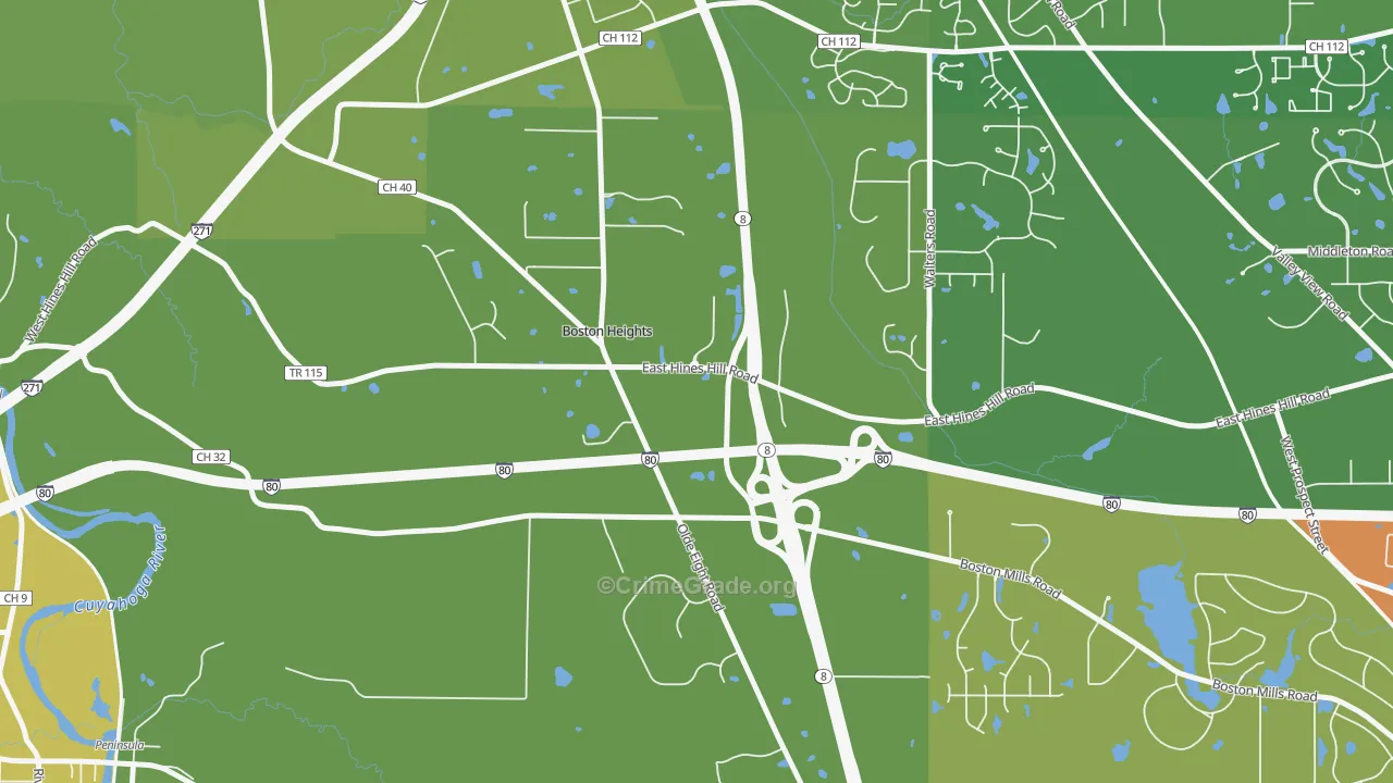 Boston Heights, OH Map of Vandalism Rates