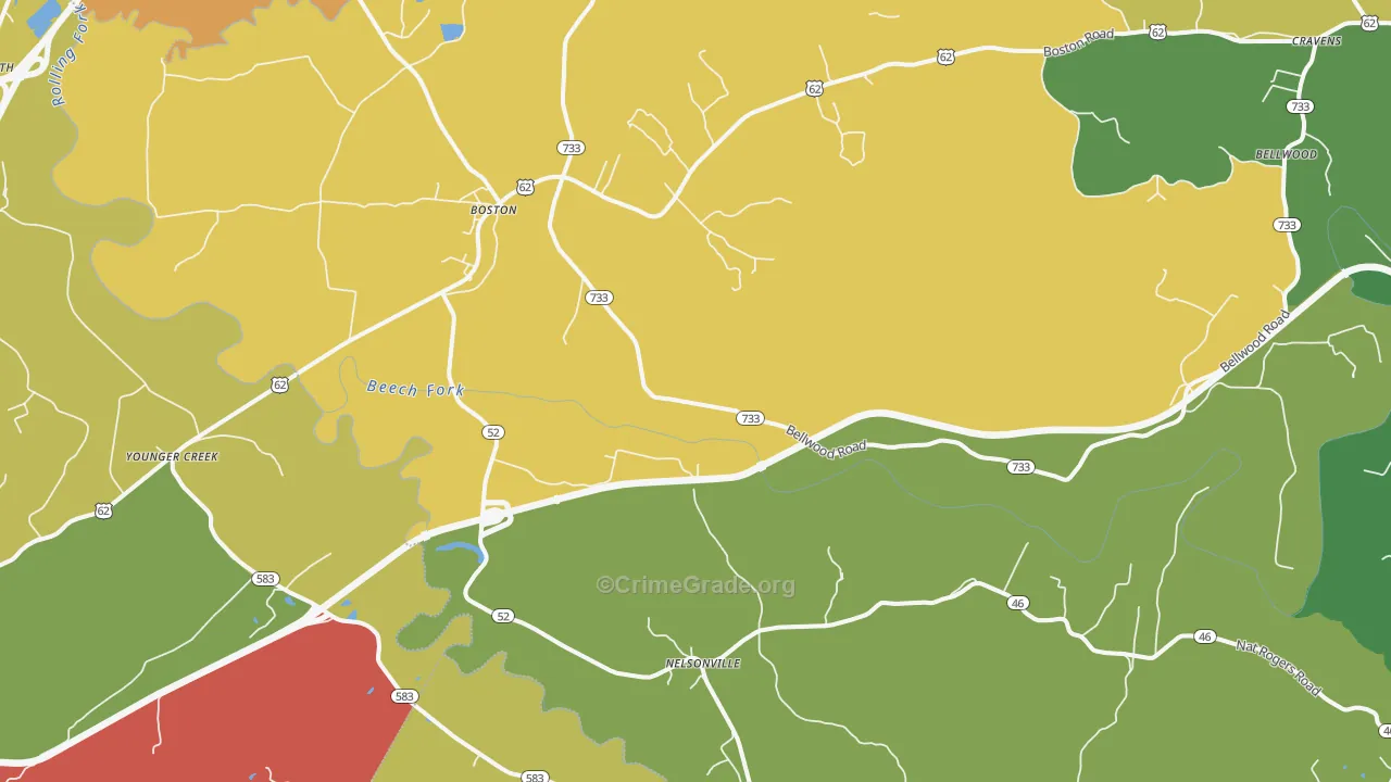 Boston, KY Map of Vandalism Rates