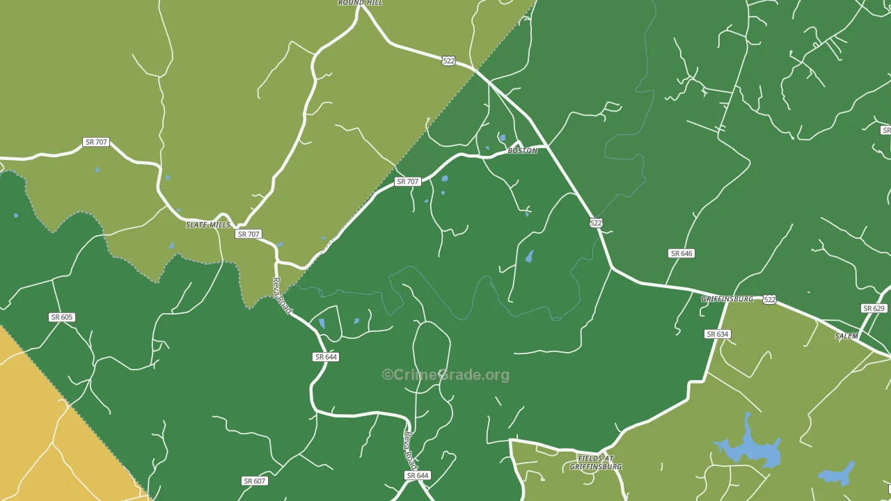 Boston, VA Map of Vandalism Rates