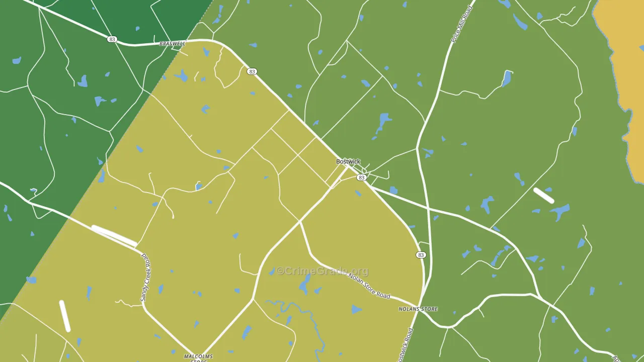 Bostwick, GA Map of Vandalism Rates