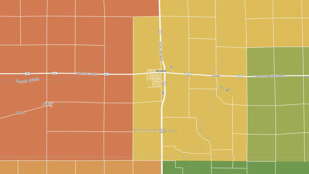 Boswell, IN Map of Vandalism Rates