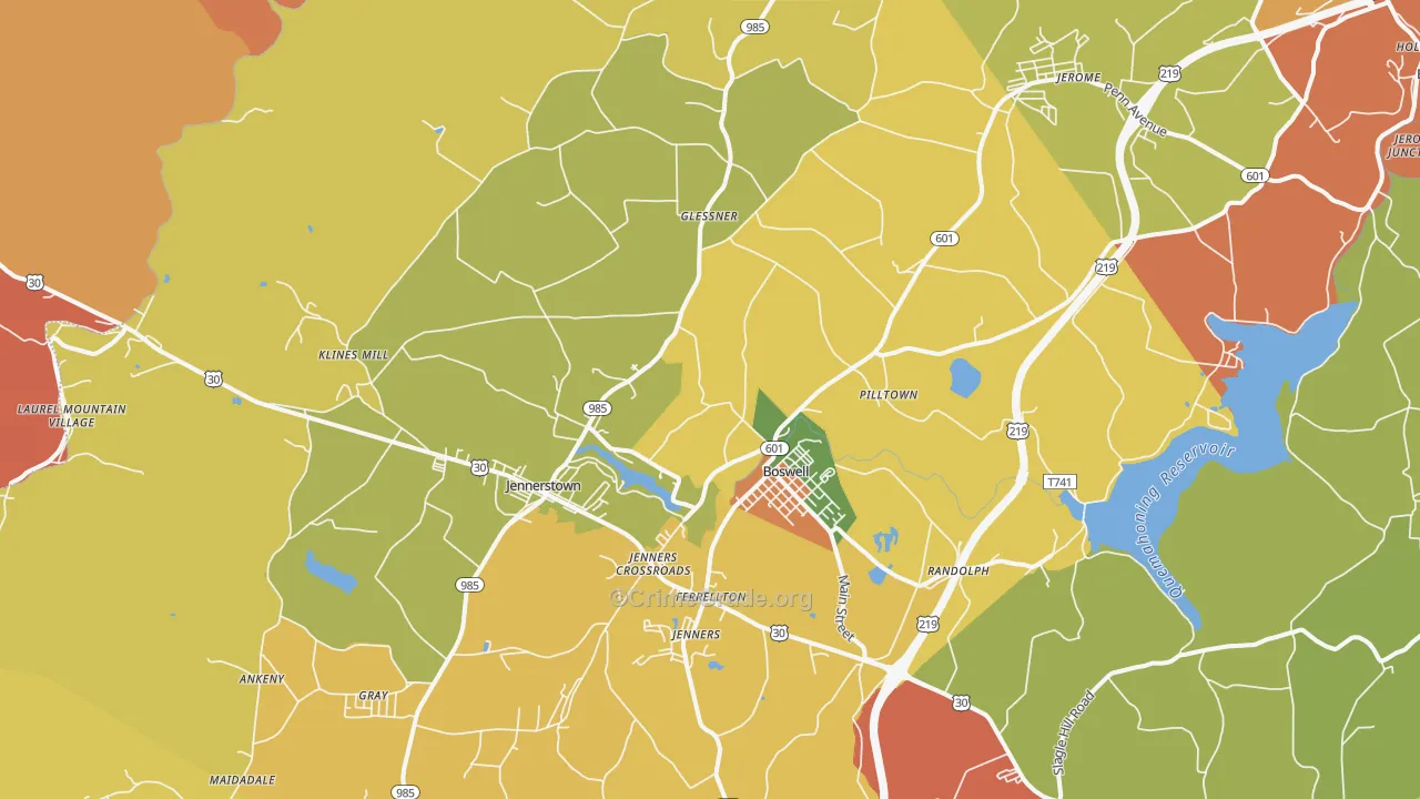 Boswell, PA Map of Vandalism Rates